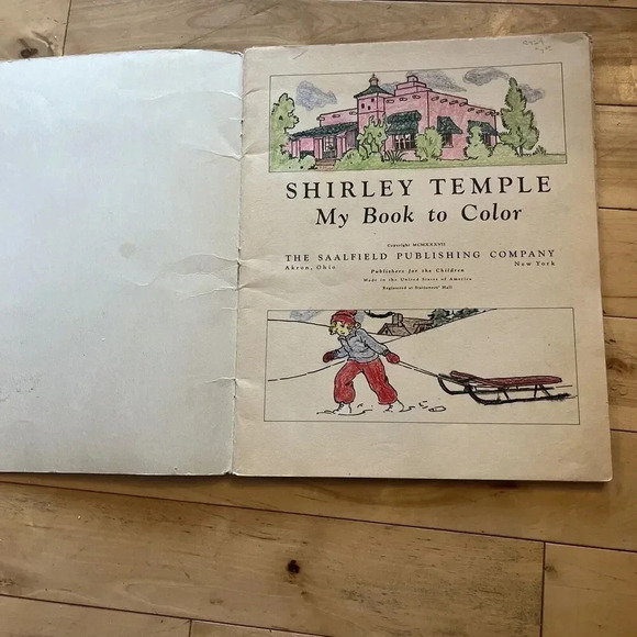 1937 Shirley Temple  MY BOOK TO COLOR coloring book #1768 Authorized Edition - Picture 2 of 7